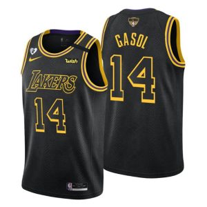 2020-21 Los Angeles Lakers Trikot Marc Gasol Schwarz Manba City Edition Honor Kobe and Gianna 14 Schwarz