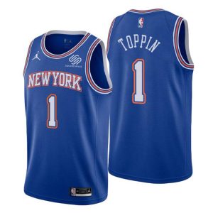 2020-21 New York Knicks Trikot #1 Obi Toppin Blau Statement Edition