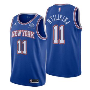 2020-21 New York Knicks Trikot #11 Frank Ntilikina Blau Statement Edition