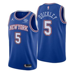 2020-21 New York Knicks Trikot #5 Immanuel Quickley Blau Statement Edition