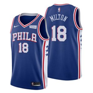 2020-21 Philadelphia 76ers Trikot #18 Shake Milton Blau Icon Edition