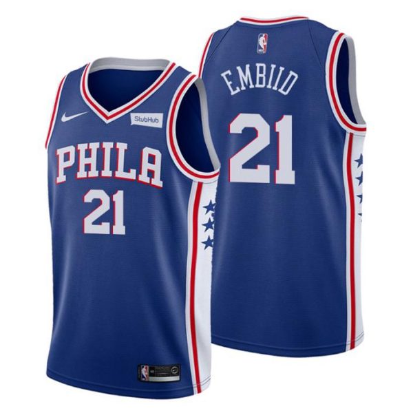 2020-21 Philadelphia 76ers Trikot #21 Joel Embiid Blau Icon Edition