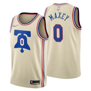 2020-21 Philadelphia 76ers Trikot No.0 Tyrese Maxey Earned Edition Cream