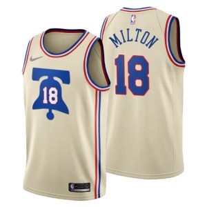 2020-21 Philadelphia 76ers Trikot No.18 Shake Milton Earned Edition Cream