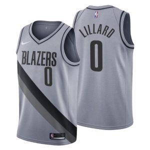 2020-21 Portland Trail Blazers Trikot No.0 Damian Lillard Earned Edition Grau