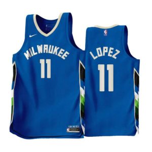 Brook Lopez 11 Milwaukee Bucks Trikot Nike Blau Version City Edition 2022-23 Swingman Herren