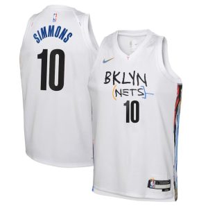 Brooklyn Nets Trikot Nike City Edition Swingman 22 – Weiß – Ben Simmons 10 – Kinder