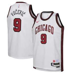 Chicago Bulls Trikot Nike City Edition Swingman 22 – Weiß – Nikola Vucevic – Kinder
