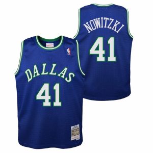 Dallas Mavericks Trikot Dirk Nowitzki 1998 Hardwood Classics Road Swingman – Blau – Kinder