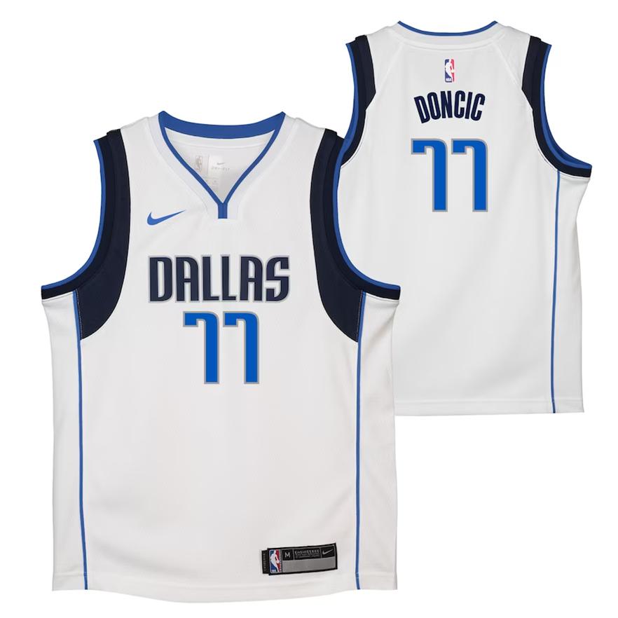 Dallas Mavericks Trikot Nike Association Edition Swingman – Weiß – Luka Doncic – Kinder