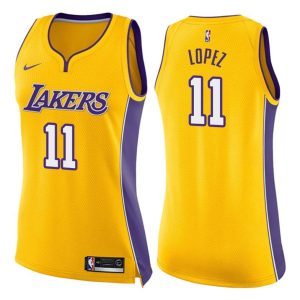 Damen Los Angeles Lakers Trikot #11 Brook Lopez Icon Gold Swingman