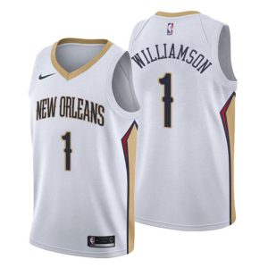 Herren 2019-20 New Orleans Pelicans Trikot #1 Zion Williamson Association Weiß Swingman