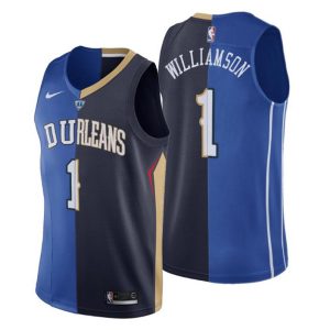 Herren 2019-20 New Orleans Pelicans Trikot #1 Zion Williamson Split Blau Swingman
