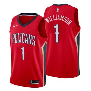 Herren 2019-20 New Orleans Pelicans Trikot #1 Zion Williamson Statement Rot Swingman