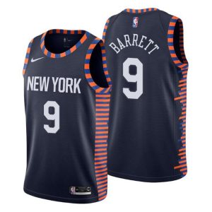Herren 2019-20 New York Knicks Trikot #9 R.J. Barrett City Navy Swingman