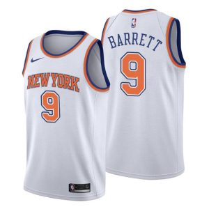 Herren 2019-20 New York Knicks Trikot #9 R.J. Barrett Statement Weiß Swingman