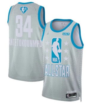 Herren 2022 All-Star Trikot #34 Giannis Antetokounmpo Grau Stitched Basketball