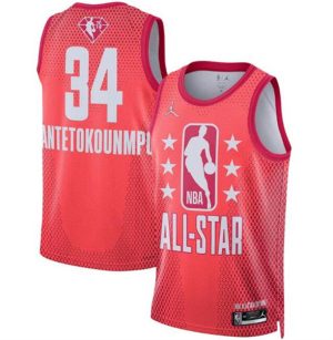 Herren 2022 All-Star Trikot #34 Giannis Antetokounmpo Maroon Stitched Basketball