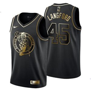 Herren Boston Celtics Trikot #45 Romeo Langford Golden Edition Schwarz Fashion – Herren