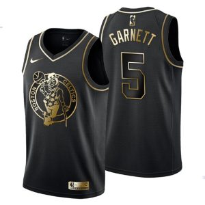Herren Boston Celtics Trikot #5 Kevin Garnett Golden Edition Schwarz Fashion – Herren
