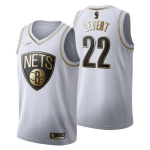 Herren Brooklyn Nets Trikot #22 Caris LeVert Golden Edition Weiß Fashion