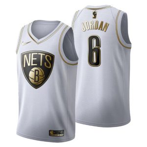 Herren Brooklyn Nets Trikot #6 DeAndre Jordan Golden Edition Weiß Fashion