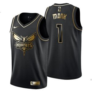 Herren Charlotte Hornets Trikot #1 Malik Monk Golden Edition Schwarz Fashion