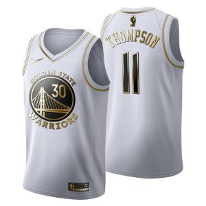 Herren Golden State Warriors Trikot #11 Klay Thompson Golden Edition Weiß Fashion
