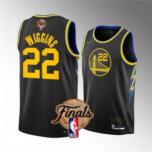 Herren Golden State Warriors Trikot #22 Andrew Wiggins 2022 Schwarz NBA Finals Stitched