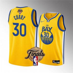 Herren Golden State Warriors Trikot #30 Stephen Curry 2022 Gelb  NBA Finals Stitched