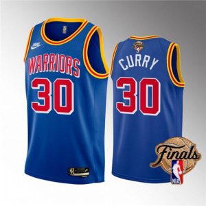 Herren Golden State Warriors Trikot #30 Stephen Curry 2022 Royal NBA Finals Stitched