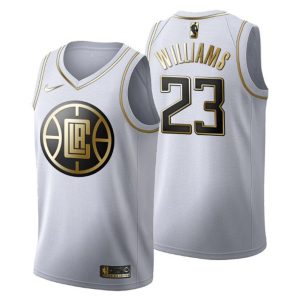 Herren Los Angeles Clippers Trikot #23 Lou Williams Golden Edition Weiß Fashion
