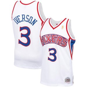 Herren Mitchell & Ness Allen Iverson Weiß Philadelphia 76ers Trikot 1996-97 Hardwood Classics Swingman