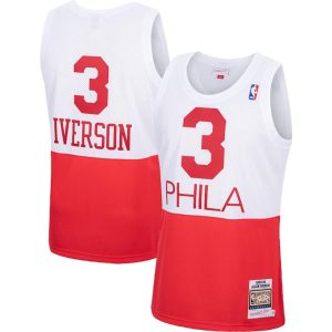 Herren Mitchell & Ness Allen Iverson Weiß Philadelphia 76ers Trikot Hardwood Classics Authentic F2