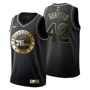 Herren Philadelphia 76ers Trikot #42 Al Horford Golden Edition Schwarz Fashion