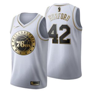 Herren Philadelphia 76ers Trikot #42 Al Horford Golden Edition Weiß Fashion