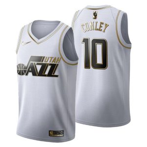 Herren Utah Jazz Trikot #10 Mike Conley Golden Edition Weiß Fashion