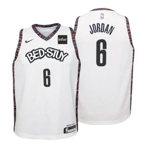 Kinder 2019-20 Brooklyn Nets Trikot #6 DeAndre Jordan City Weiß Swingman