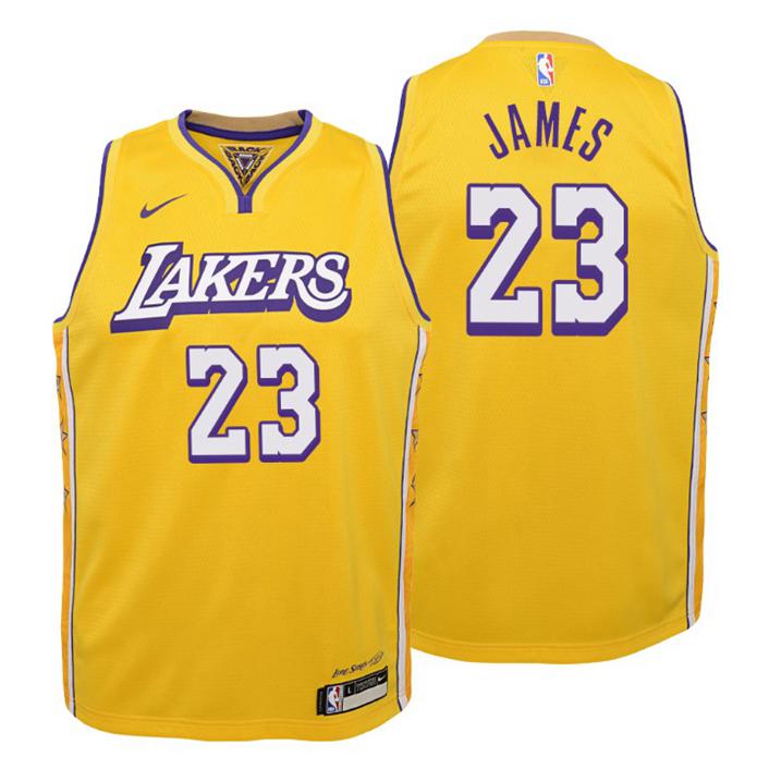 Kinder 2019-20 Los Angeles Lakers Trikot #23 LeBron James City Gold Swingman