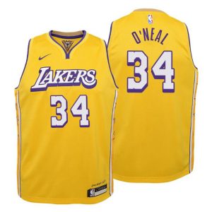 Kinder 2019-20 Los Angeles Lakers Trikot #34 Shaquille O’Neal City Gold Swingman