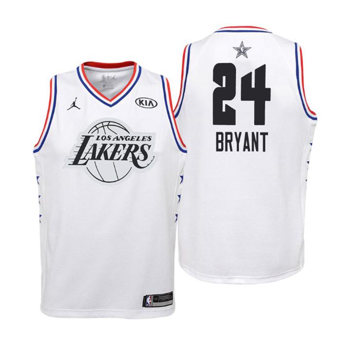 Kinder 2019 NBA All-Star Trikot Game Los Angeles Lakers Trikot #24 Kobe Bryant Weiß Swingman