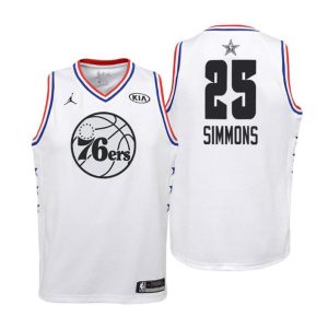 Kinder 2019 NBA All-Star Trikot Game Philadelphia 76ers Trikot #25 Ben Simmons Weiß Swingman