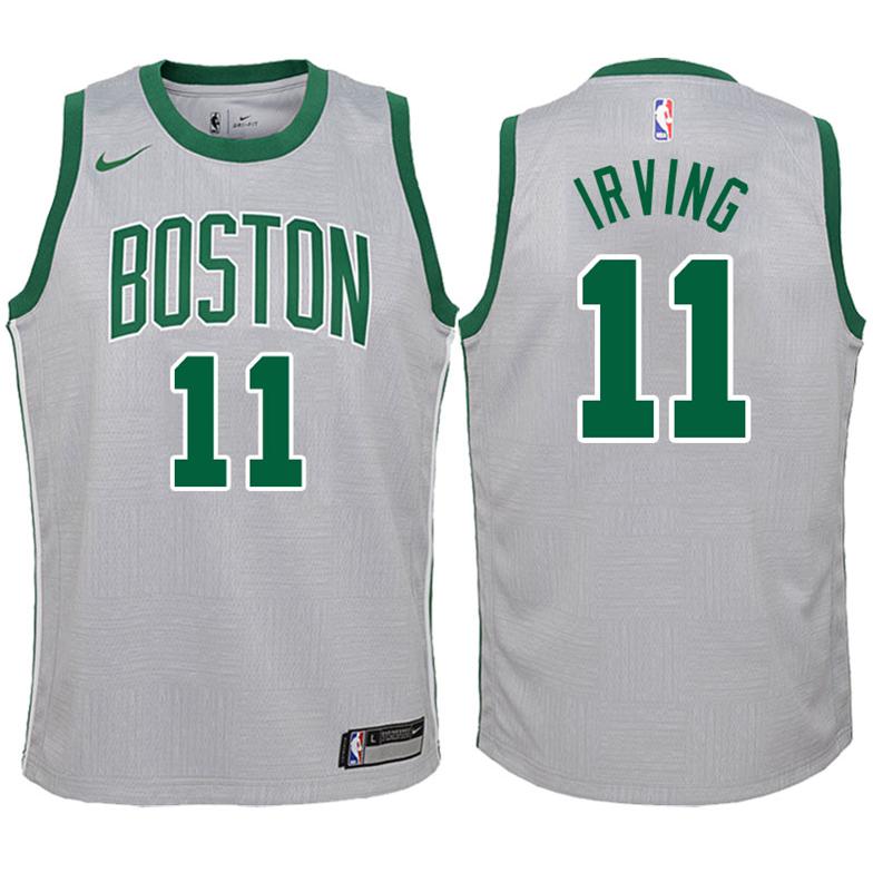 Kinder Boston Celtics Trikot #11 Kyrie Irving Grau Swingman – City Edition