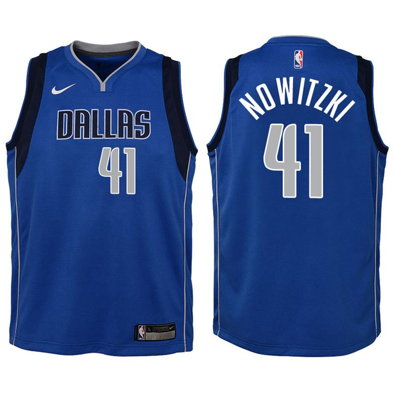 Kinder Dallas Mavericks Trikot #41 Dirk Nowitzki Blau Swingman -Icon Edition