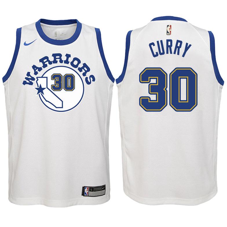 Kinder Golden State Warriors Trikot #30 Stephen Curry Weiß Swingman -Icon Edition