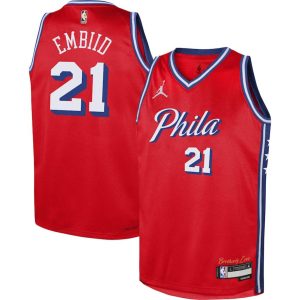 Kinder Jordan Brand Joel Embiid Rot Philadelphia 76ers Trikot Swingman – Statement Edition