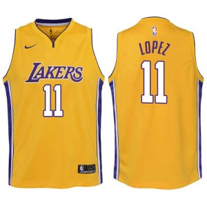Kinder Los Angeles Lakers Trikot #11 Brook Lopez Gelb  Swingman -Icon Edition