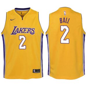 Kinder Los Angeles Lakers Trikot #2 Lonzo Ball Gelb  Swingman -Icon Edition