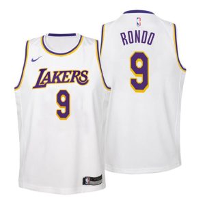Kinder Los Angeles Lakers Trikot #9 Rajon Rondo Association Weiß Swingman