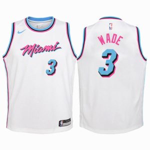 Kinder Miami Heat Trikot #3 Dwyane Wade Weiß Swingman – City Edition Edition